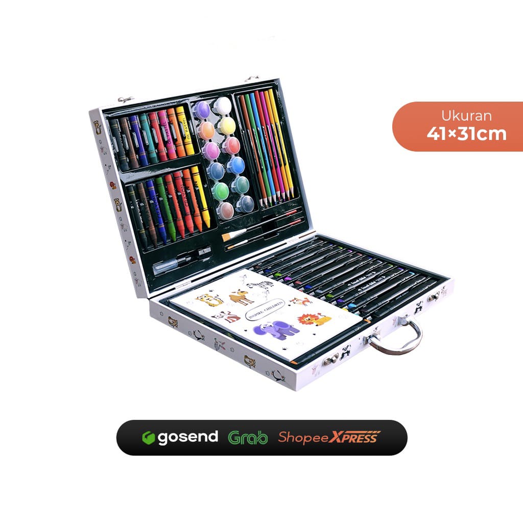 

Crayon | Pensil Warna Alat Lukis / Set Lukisan Pensil Warna Tri-Lipat Set Animal White 64 Pcs