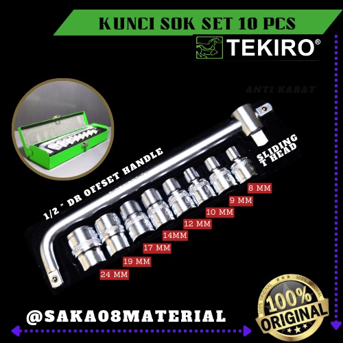 PROMO KUNCI SHOCK SET 1/2 INCH 10 PCS 8-24 MM TEKIRO_08 ORIGINAL TERBARU / KUNCI SOK SET TERMURAH / 