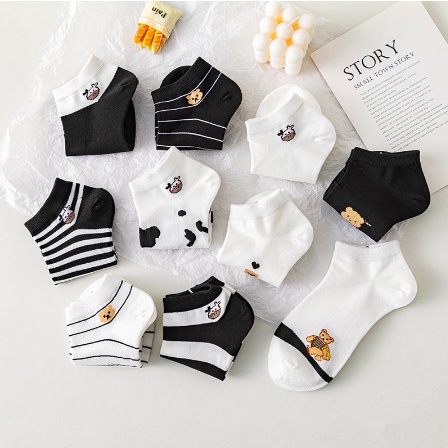 Kaos Kaki Pria Wanita Motif Sapi Kaos Kaki Pendek Korean Style Cow Ankle Socks