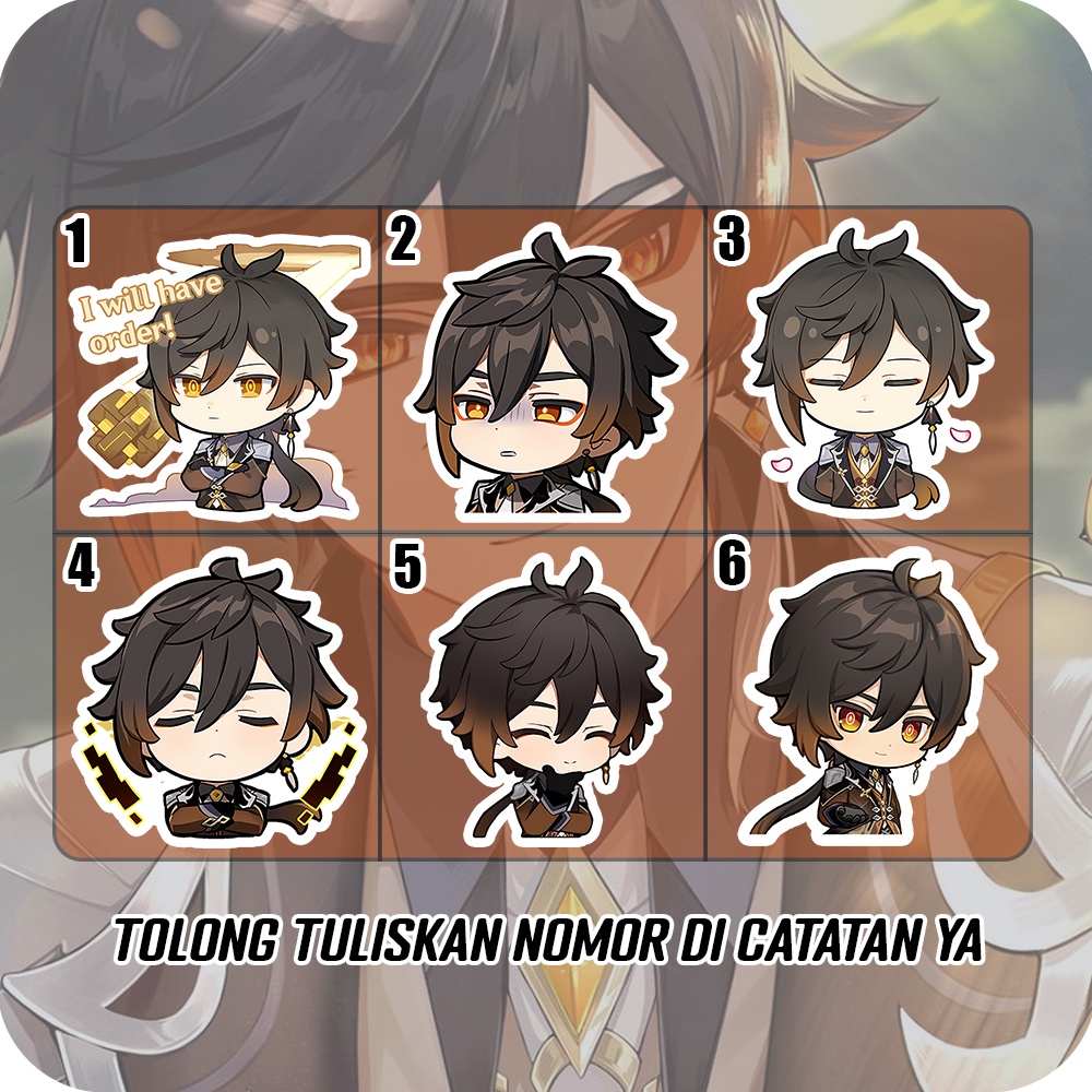 Stiker Glossy Zhongli Genshin Impact, Sticker Anime Untuk di HP, Laptop, Helm, Motor dll