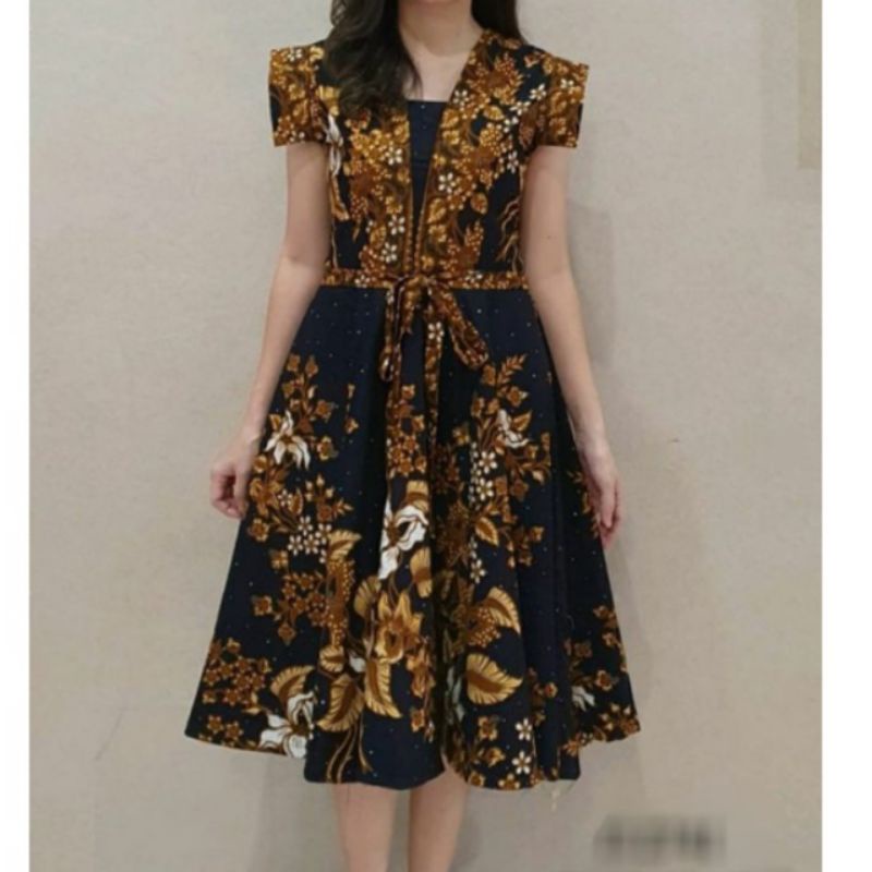 DRESS BATIK PESTA MEWAH LAPIS TRIKOT CANTIK DAN ELEGAN