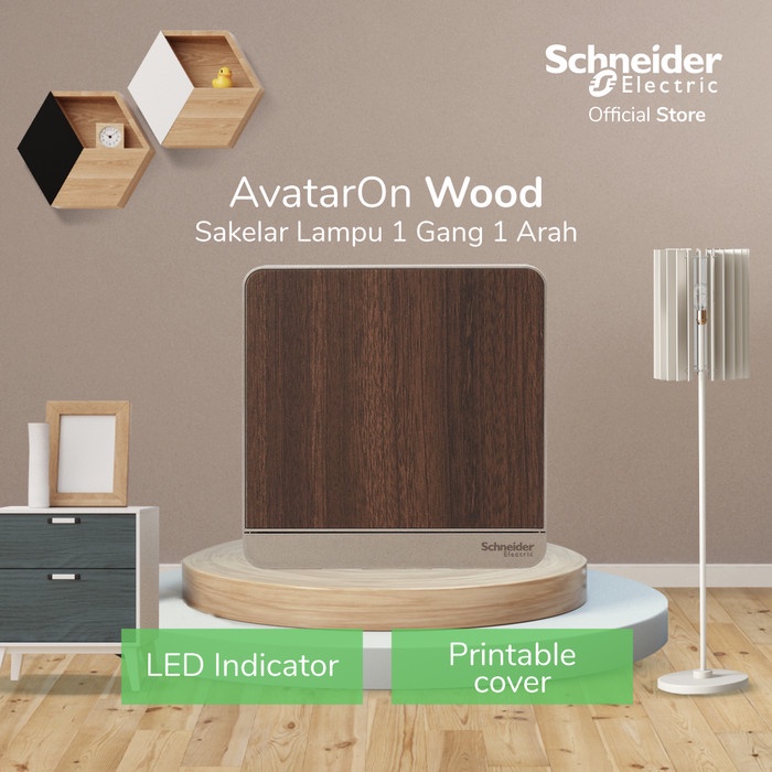 Saklar Schneider Electric Avataron Saklar Lampu Wood - 1 Gang 1 Arah