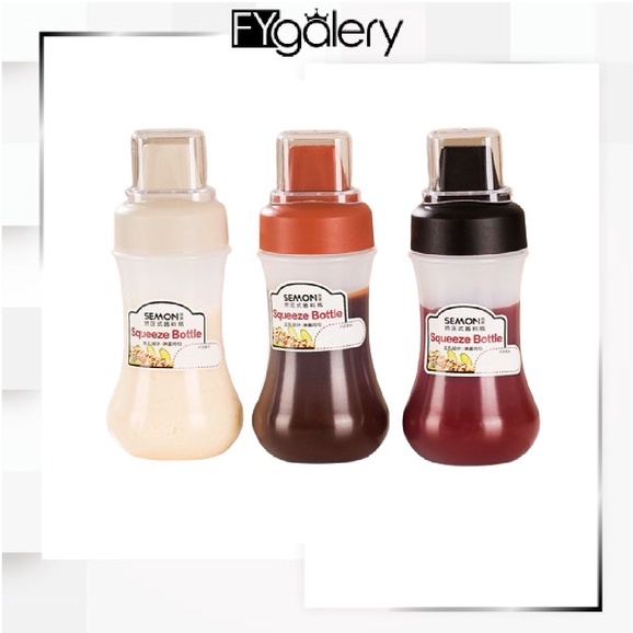 Fygalery HL0357 Botol Dispenser Saos Cuka Minyak Mayonaise 3 Lubang 280ml Bahan Tebal Perlengkapan Dapur Murah