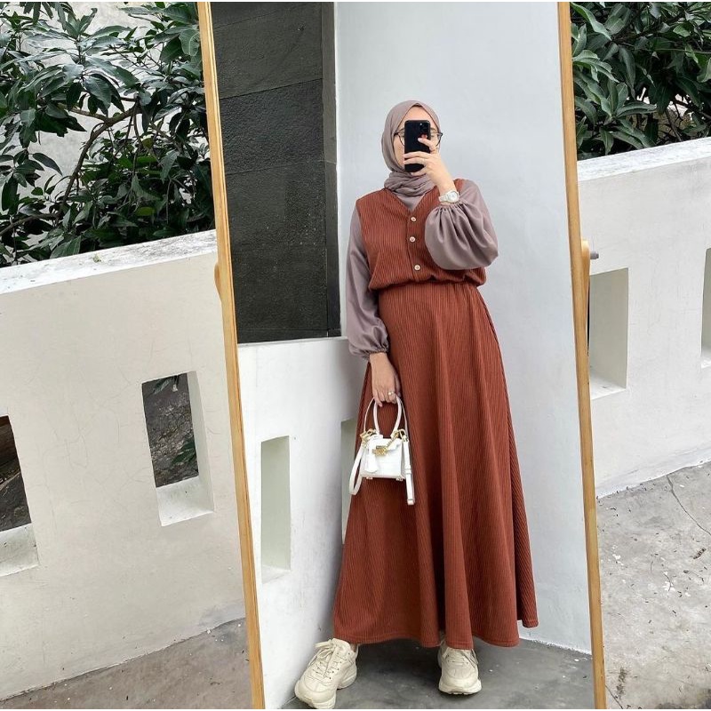 WAFFLE CELLA OVERALL (navy) ORI BY OUTFIX