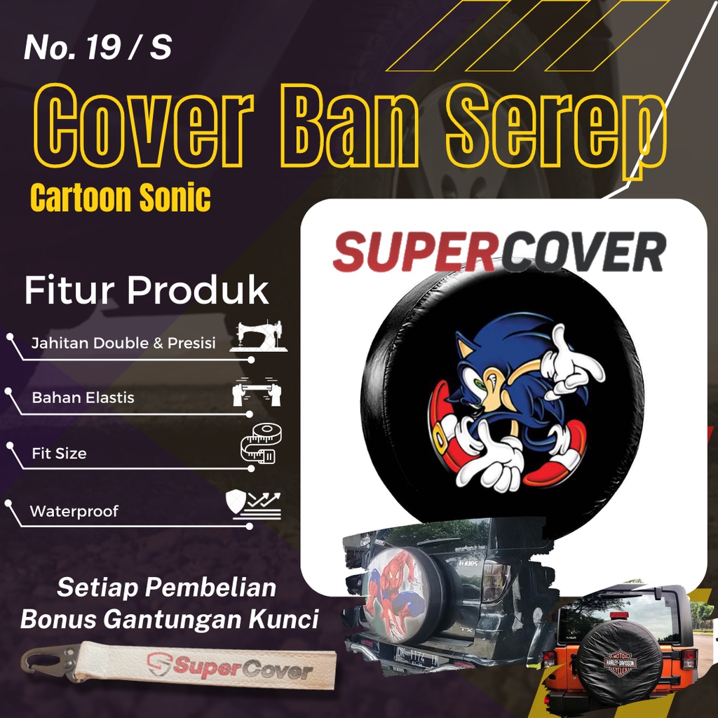 Sarung Ban Serep Cartoon Sonic Cover Ban Serep Kulit Sintetis Cartoon Sonic 19 Penutup Pelindung Sel