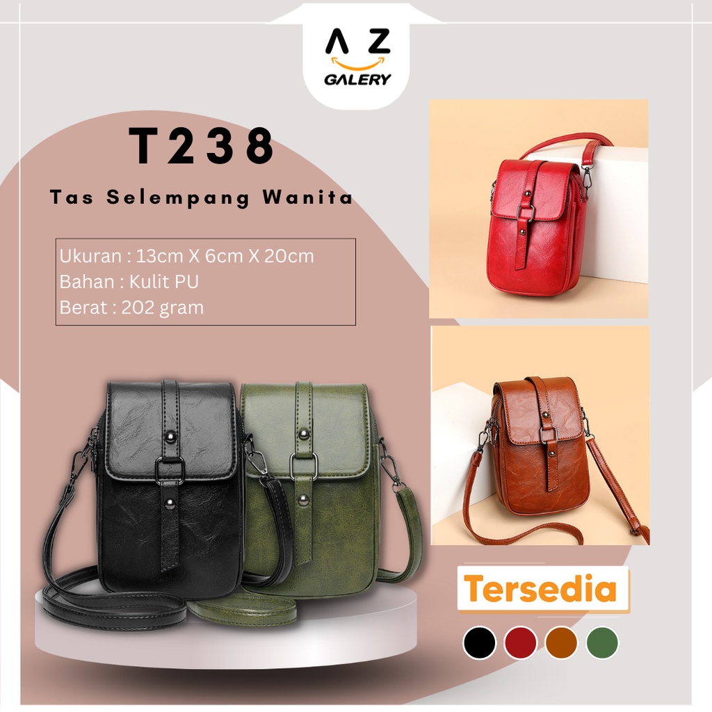 Tas Selempang Wanita Mini Tas Tempat Hp Fashion Korea Tas Cewek Sling Bag Women Kulit PU Azgalery T238