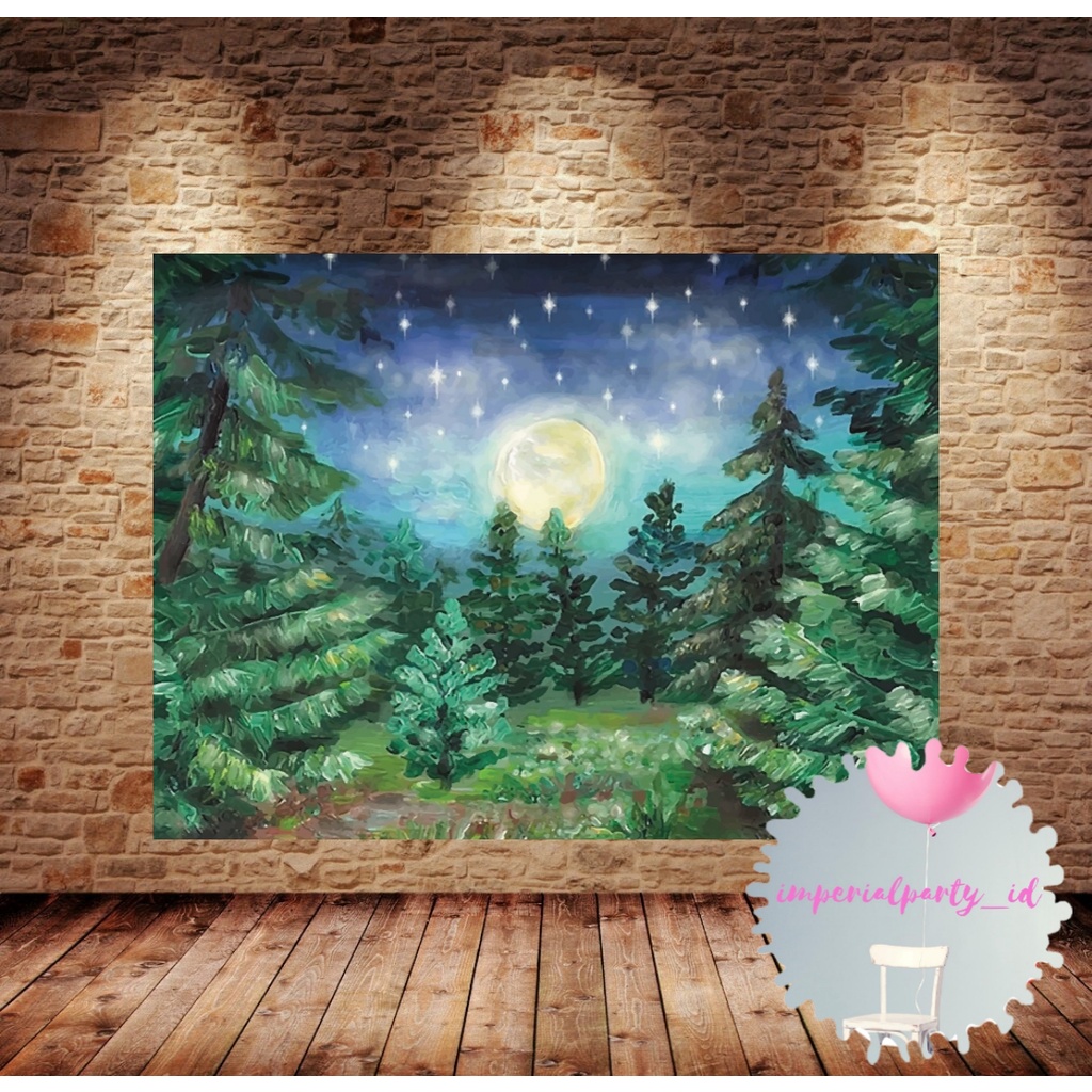 Custom Backdrop Banner Spanduk Happy Birthday Hutan Forest Jungle