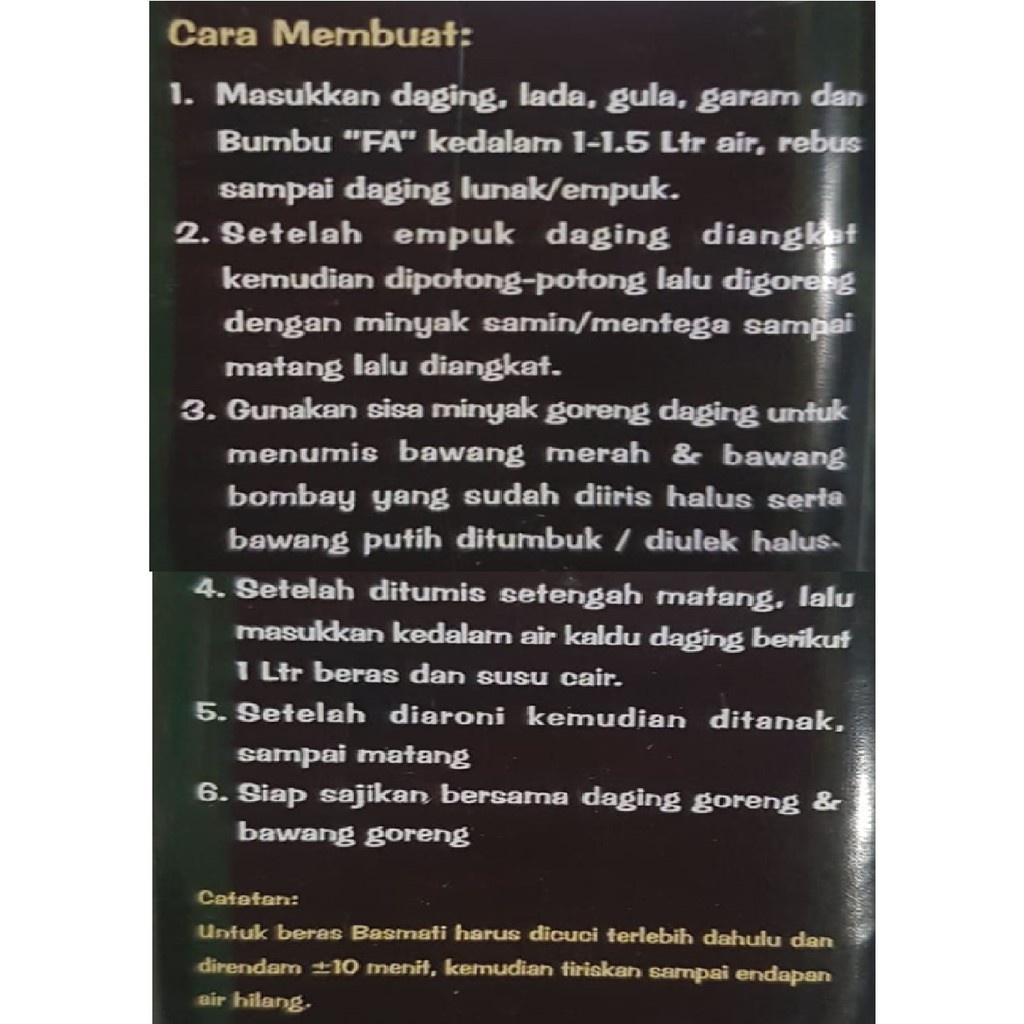 Bumbu FA Kapsah kabsah 5 Liter Beras, Bumbu Kapsah kabsah 2 Liter Beras No MSG ORIGINAL
