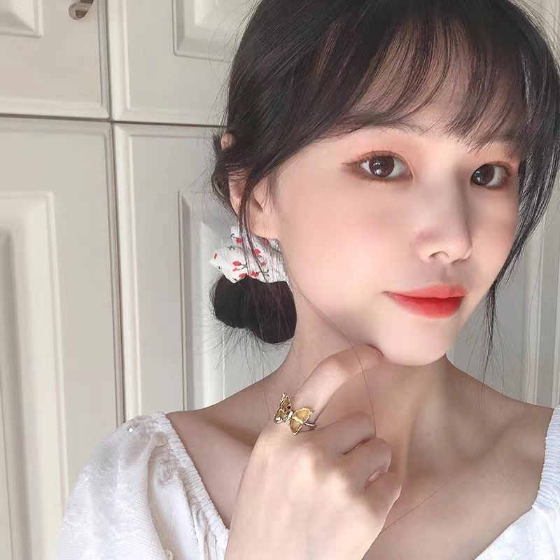 Cincin Model Terbuka Desain Kupu-Kupu Warna Permen Transparan Bahan Akrilik Gaya Korea Untuk Wanita