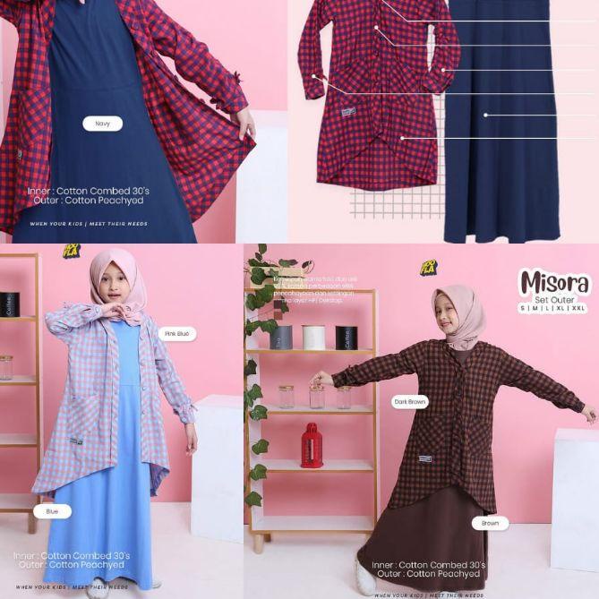 ♢ Hoofla Kids Misora Set Outer Distro Setelan Gamis Outer Anak Perempuan Baju Muslim Original ➹
