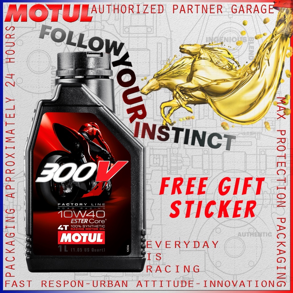 MOTUL 300V FACTORY LINE ROAD RACING 1L 10W40 OLI MOTOR IMPORT ORIGINAL MADE IN FRANCE