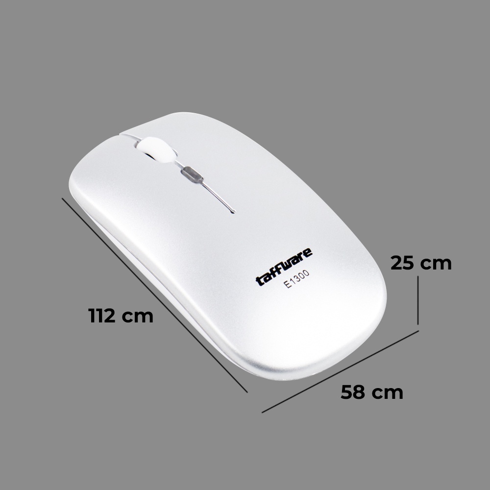 Taffware Optical Wireless Mouse Silent Click Dual 2.4GHz &amp; Bluetooth - E1300 - Silver