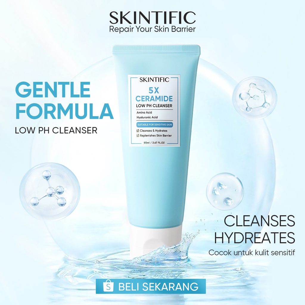 [BPOM] SKINTIFIC Facial Wash - Face Wash Facial Cleanser Pembersih Wajah 5X Ceramide Low pH Cleanser / Panthenol Gel Cleanser / White Truffle Cleansing Essence / Cleansing Mousse Skincare Gentle Cleanser Kulit Sensitif Jerawat