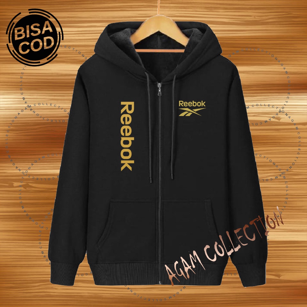 Agam collection Jaket Zipper Distro RBK Kirka Text Gold Premium Quality Jaket Hoodie Pria Wanita