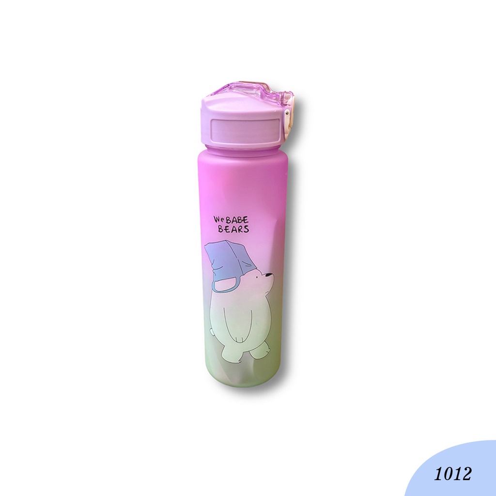 Bottle We Babe Bears 900ML Kode 1012A Free Sticker 2D &amp; 3D Botol Warna Gradasi Botol Minum Viral Penanda Waktu Botol Minum Viral Botol Minum Sedotan