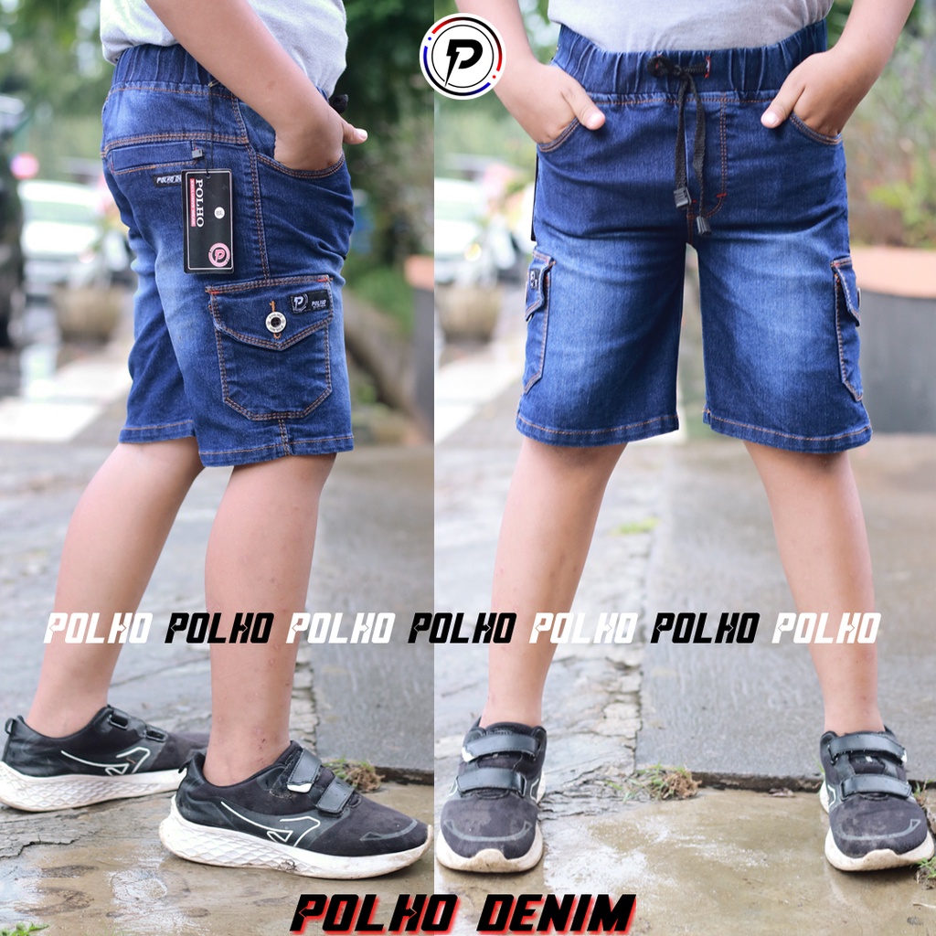 Celana Jeans Anak Pendek Cargo Boardshort usia 2-12 tahun by POLHO DENIM