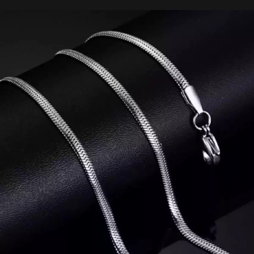 [COD] Kalung Lapis Silver Titanium Anti Karat Model Pipih Fashion Pria dan Wanita