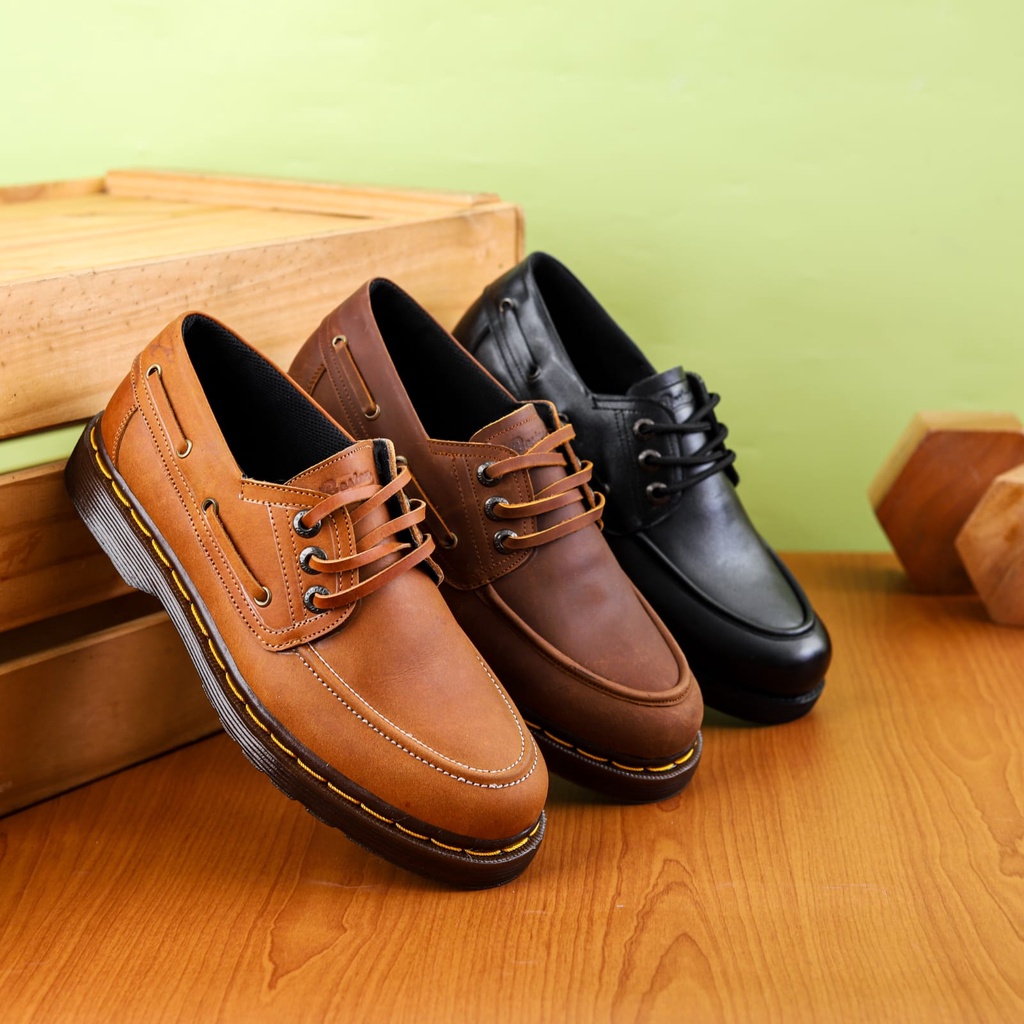 sepatu boat shoes sepatu kulit pria sepatu kulit asi crazyhorse sepatu pantofel pria sepatu kerja pria flavio boston