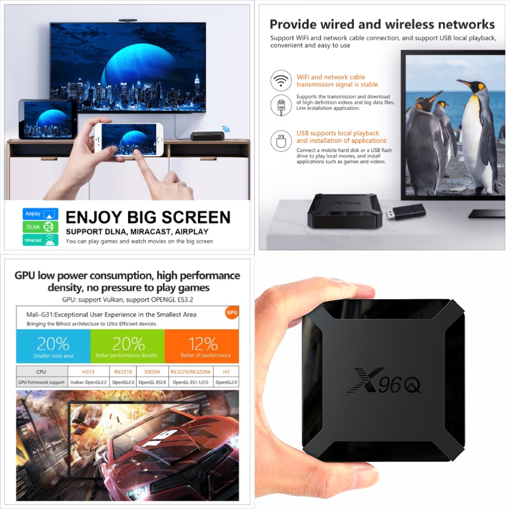 Paket TV Box Android STB X96Q GRATIS OPEN ALL CHANNEL IPTV HBO AXN NAT GEO dll Text Indonesia 4K 2GB+16GB WIFI