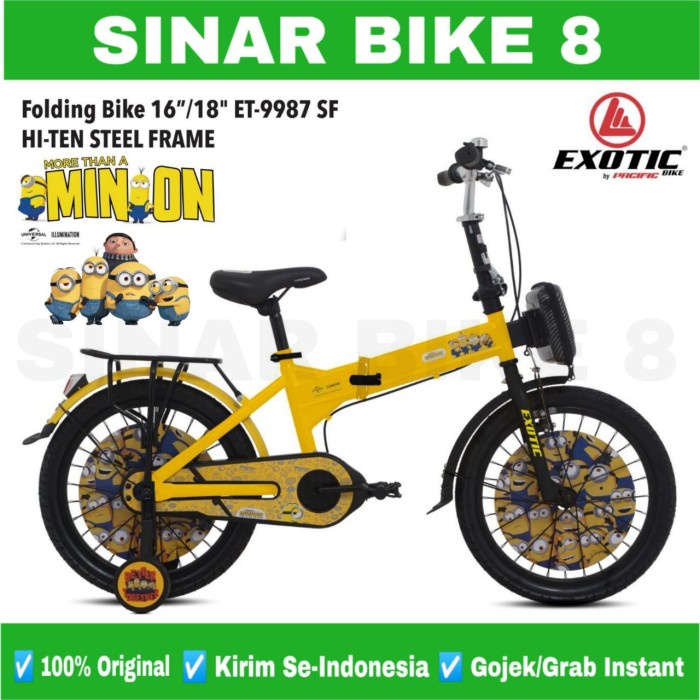 Best Seller Sepeda Lipat Anak Exotic Et-9987 Sf Edisi Minion Uk.16 18 Inch