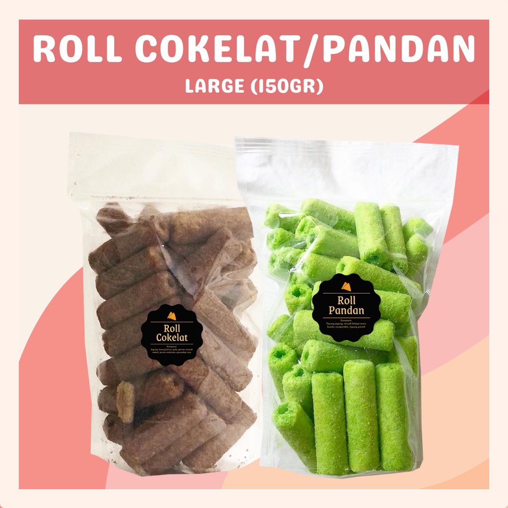 [DELISH SNACKS] Roll Cokelat / Pandan  (L) 150gr / Snack Cemilan Camilan Manis