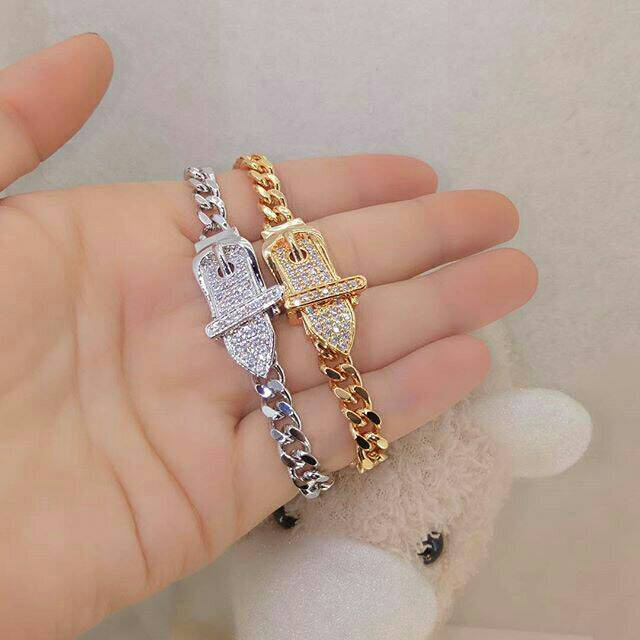 Matlaine - Gelang Belt Rantai Silver Gold Korea Titanium Xuping Anti Karat Anti Alergi Anti Hitam