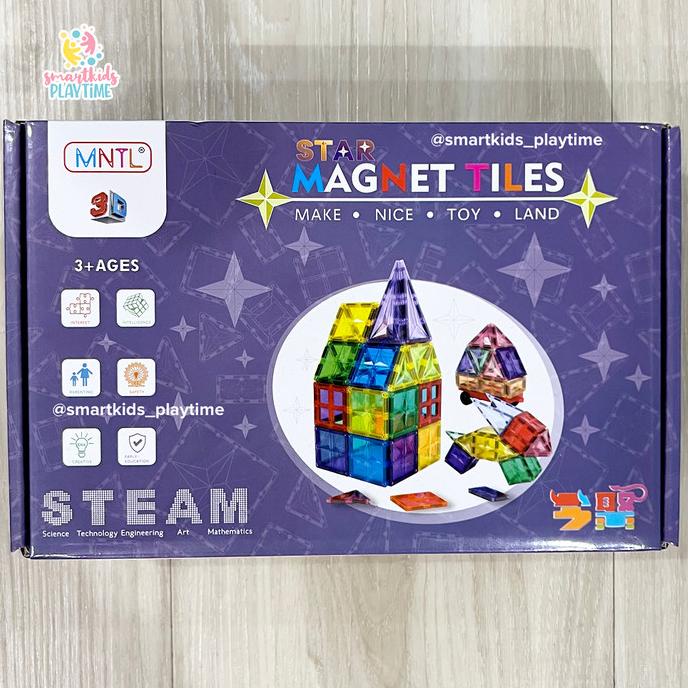 MNTL Magnetic Tiles 40 Pcs Square Packs Mainan Edukasi Anak