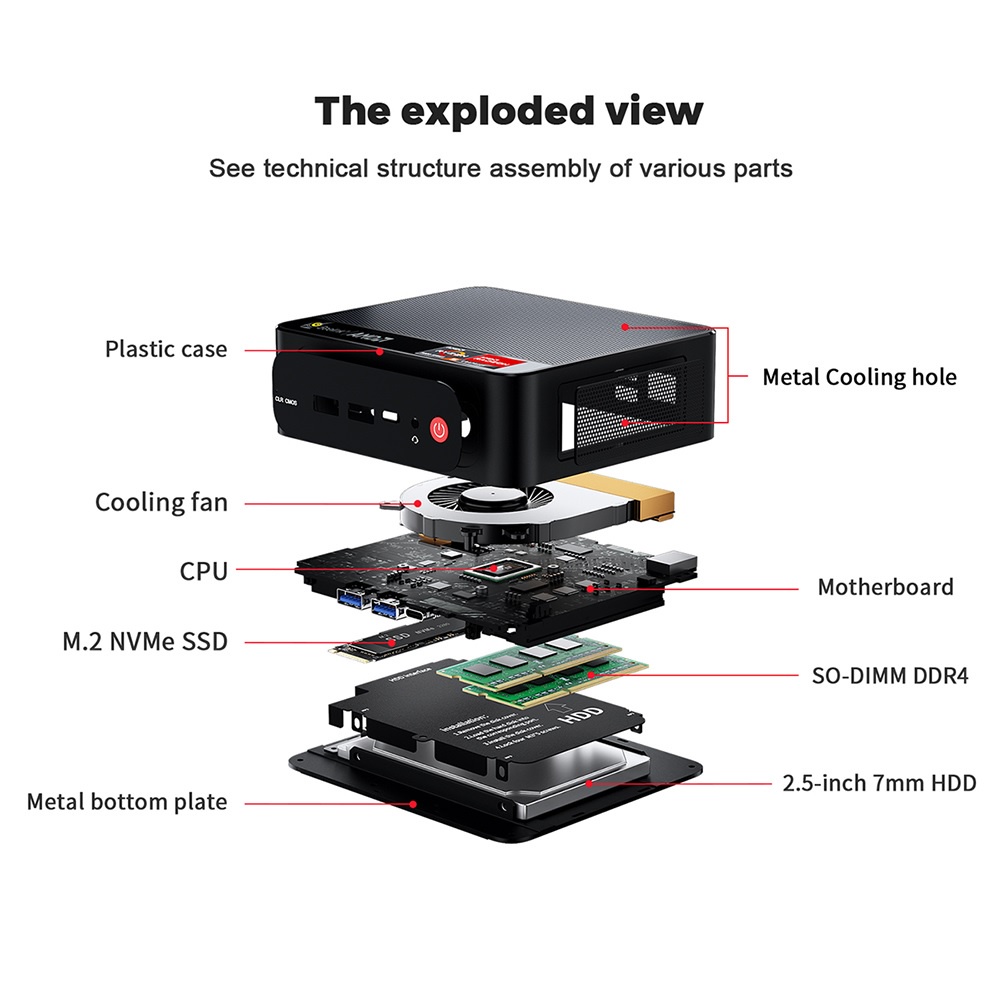 BEELINK SER5 - AMD RYZEN 5 5560U MINI PC 16GB DDR4 500GB M.2 NVMe