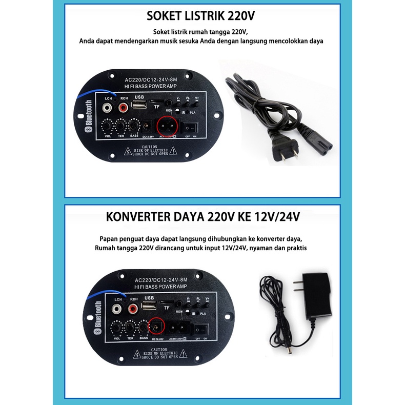 (dalam Stok, Dikirim Dari Jakarta)WTW Amplifiers Untuk 8-12 Inci Speaker AC 220V 12V 24V Penguat Bluetooth Digital Penguat Suara Stereo Papan Subwoofer Dual Mendukung USB TF RemoteControlHIFI Penguat Daya Amplifier【Ready Stock,COD】4-10 inci /D10/D50/D100