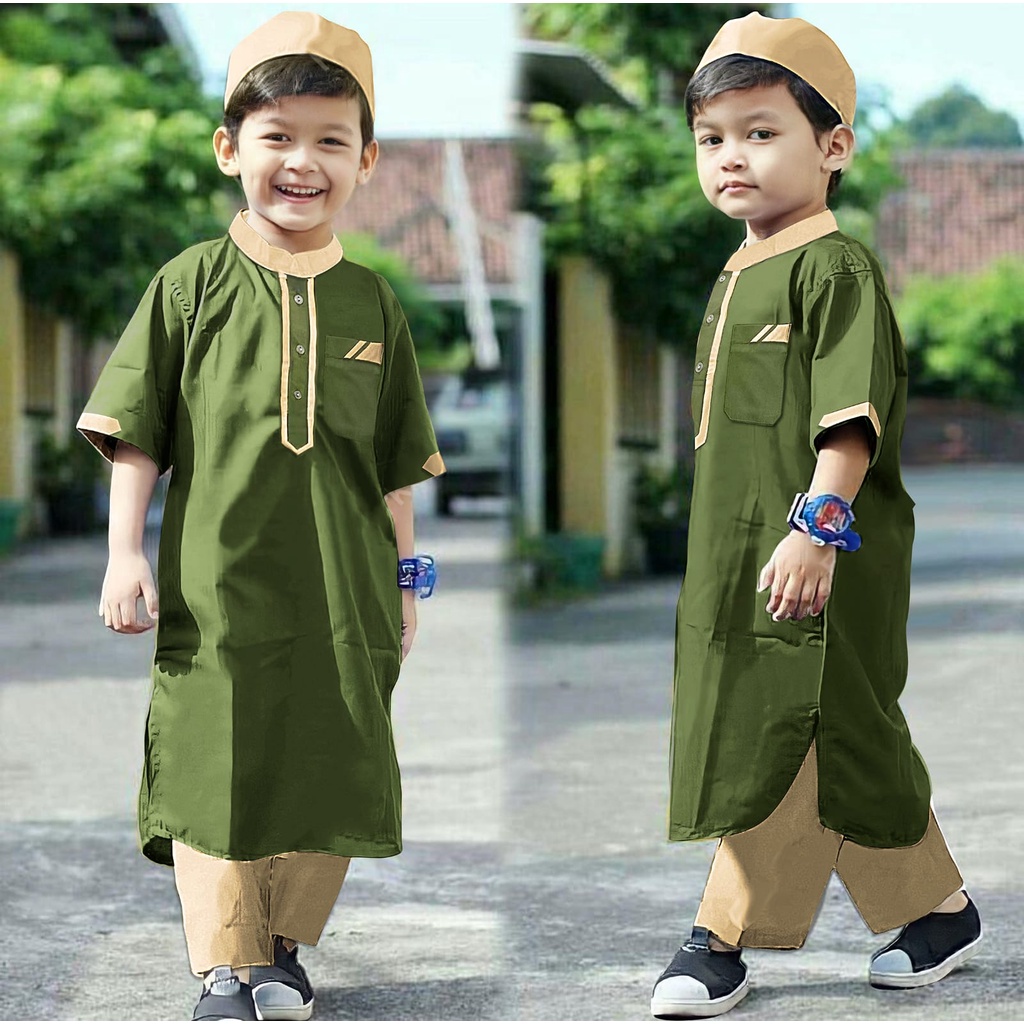 SETELAN BAJU MUSLIM ANAK BAJU KOKO SETELAN MUSLIM ANAK LAKI-LAKI USIA 1-10 TAHUN