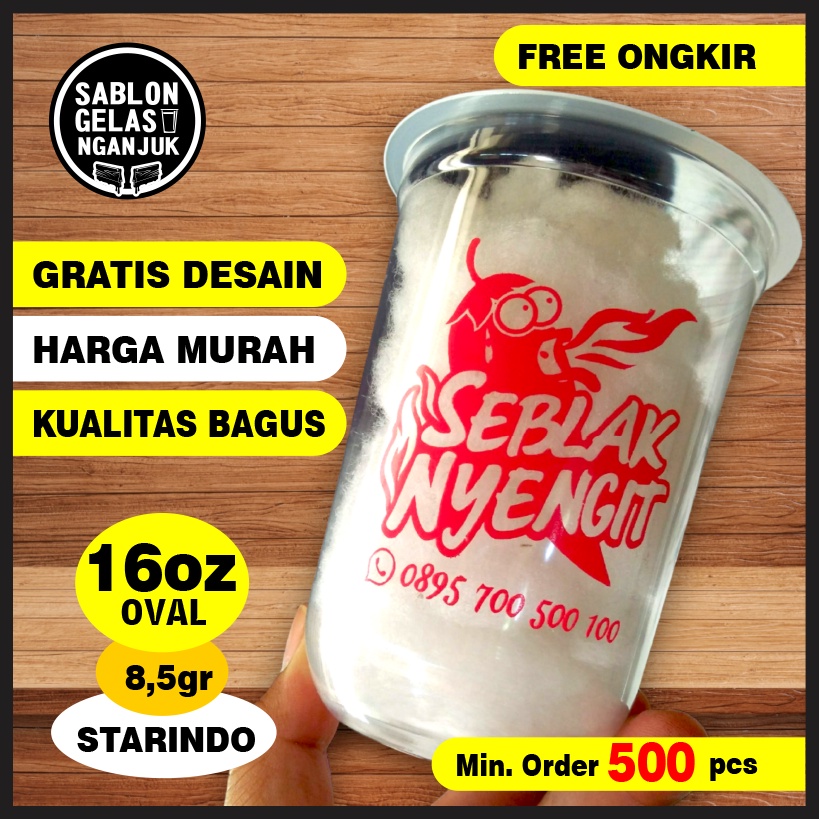 Sablon Gelas Cup Oval 16 Oz Oval Tebal