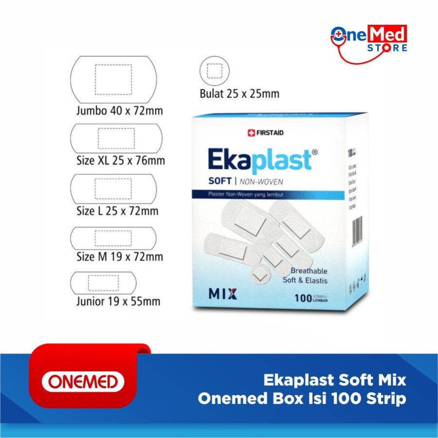 Plester Luka Non Woven Ekaplast Soft Mix Onemed Box Isi 100 Strip OJ2