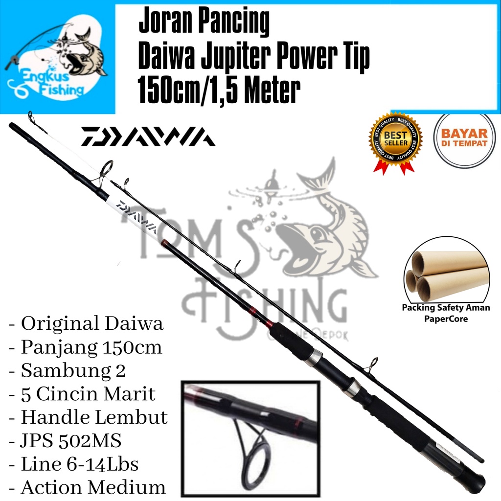 Joran Pancing Daiwa Jupiter Power Tip 502MS 150cm (6-14lb) Carbon Solid Original - Engkus Fishing