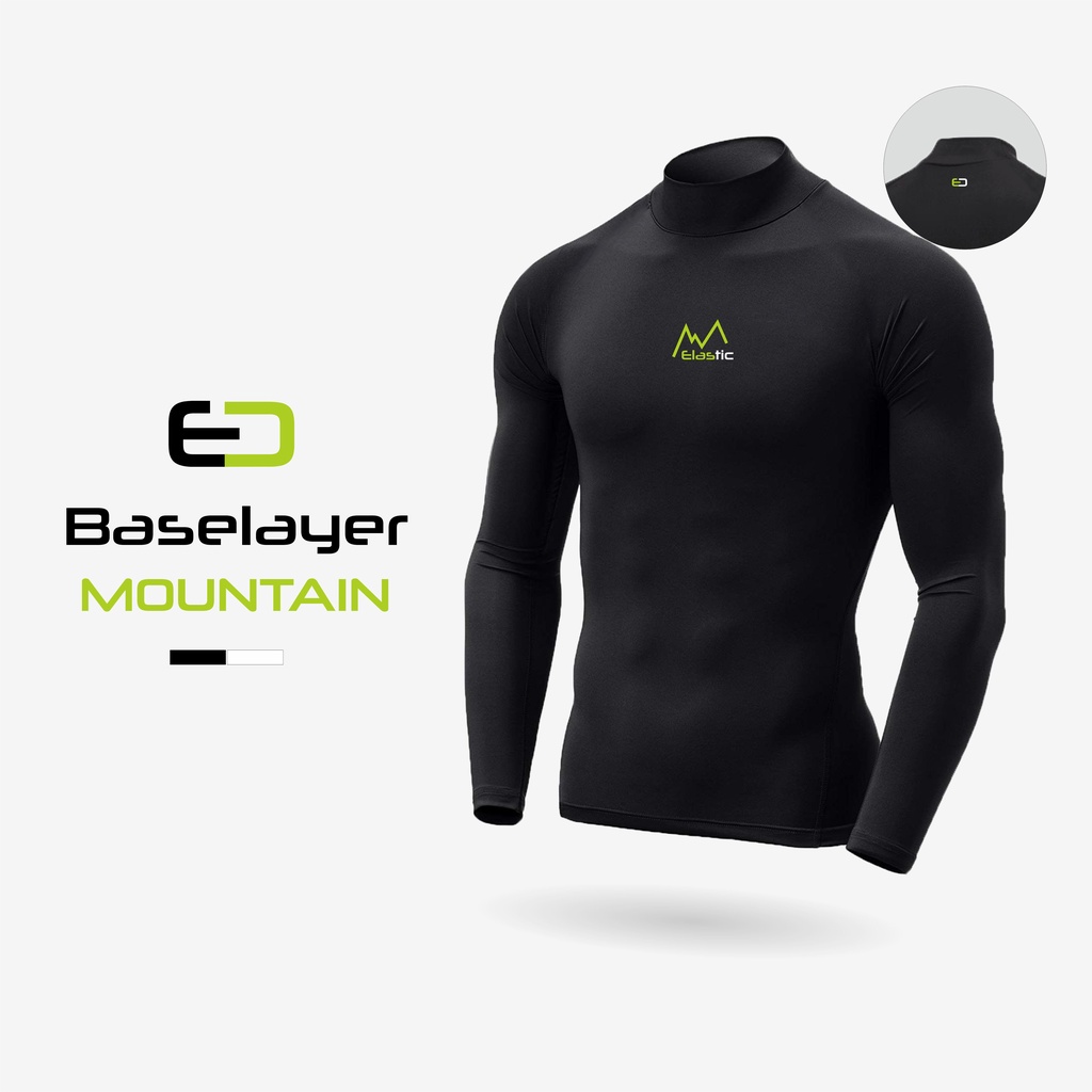 ELASTIC - Baselayer manset MOUNTAIN olahraga pria mangset bahan spandex compression sport outdoor gunung hiking adventure