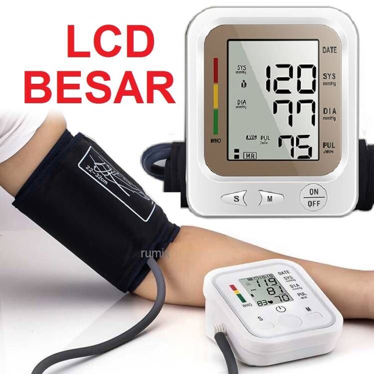 Tensimeter Tensi Meter Pengukur Tekanan Blood Pressure Monitor Portable Digital Darah Alat LCD Besar