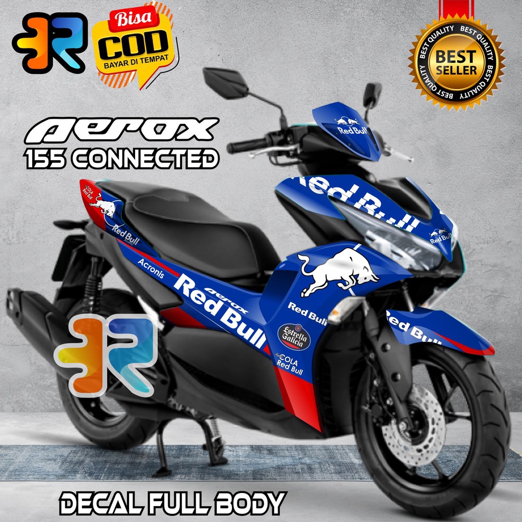 Decal Aerox 155 Connected 2021 Stiker Full Body Variasi Desain Redbull Torro