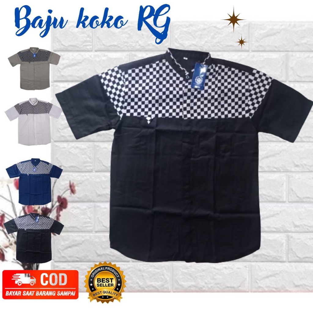 Baju Koko Kurta Pria Dewasa Model Terbaru Ukuran M L XL XXL Matt Cotton Toyobo Kombinasi Motif Kotak Catur Original Fashion Muslim Pria