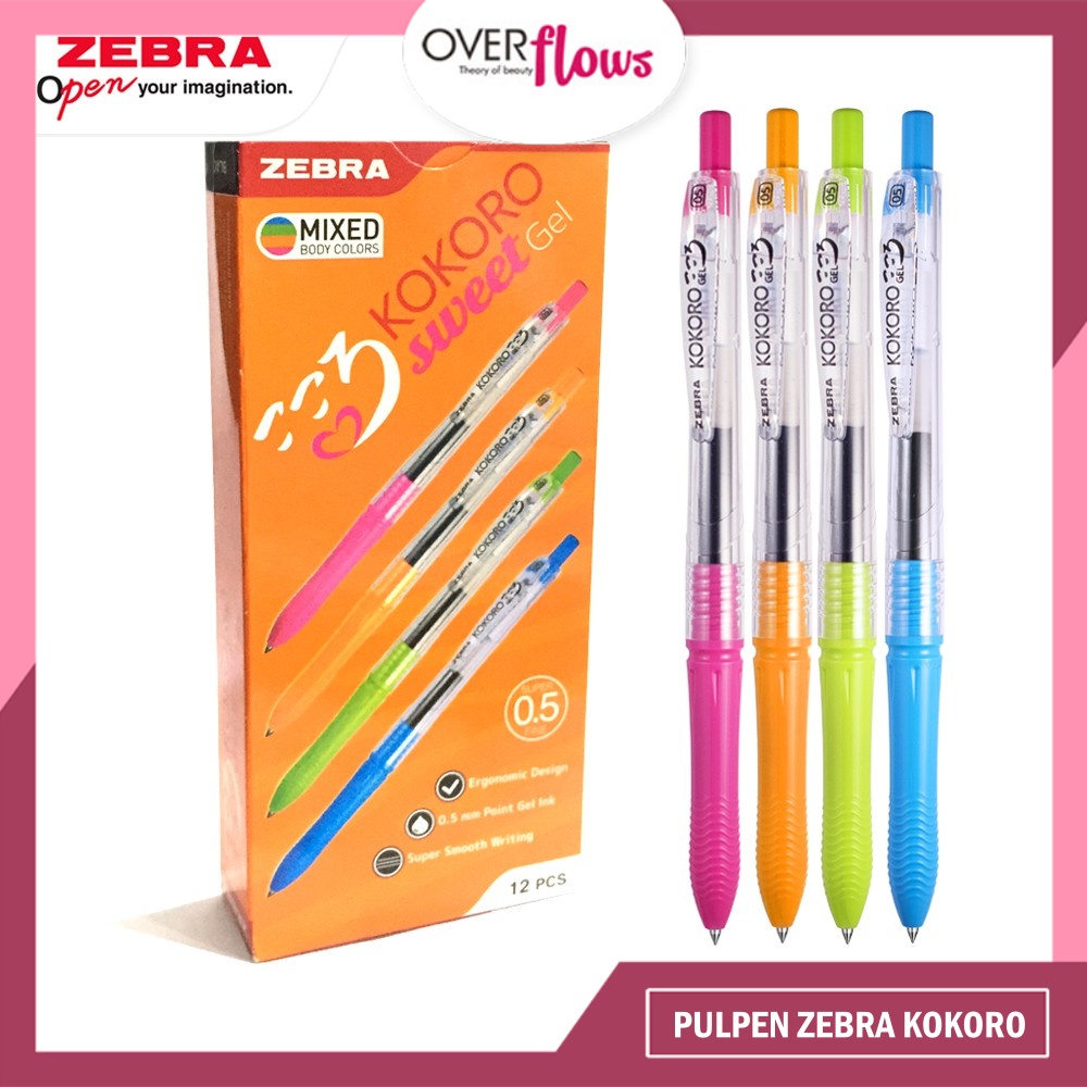 OVERFLOWS.ID 1PCS ZEBRA PULPEN KOKORO BLACK / KOKORO SWEET 1PCS (TINTA HITAM)