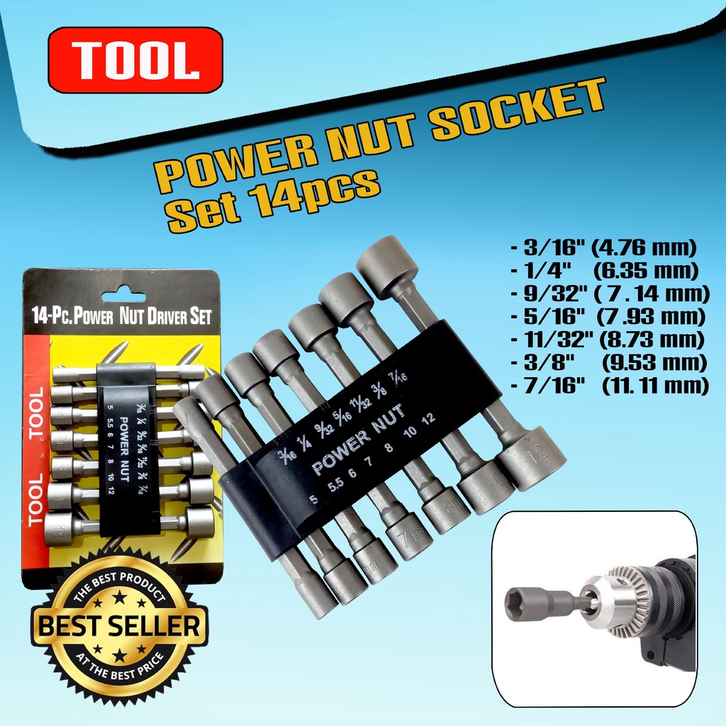 Kunci Sok Mata Bor Hex Nut Driver Set Kunci Sok Socket Magnetic
