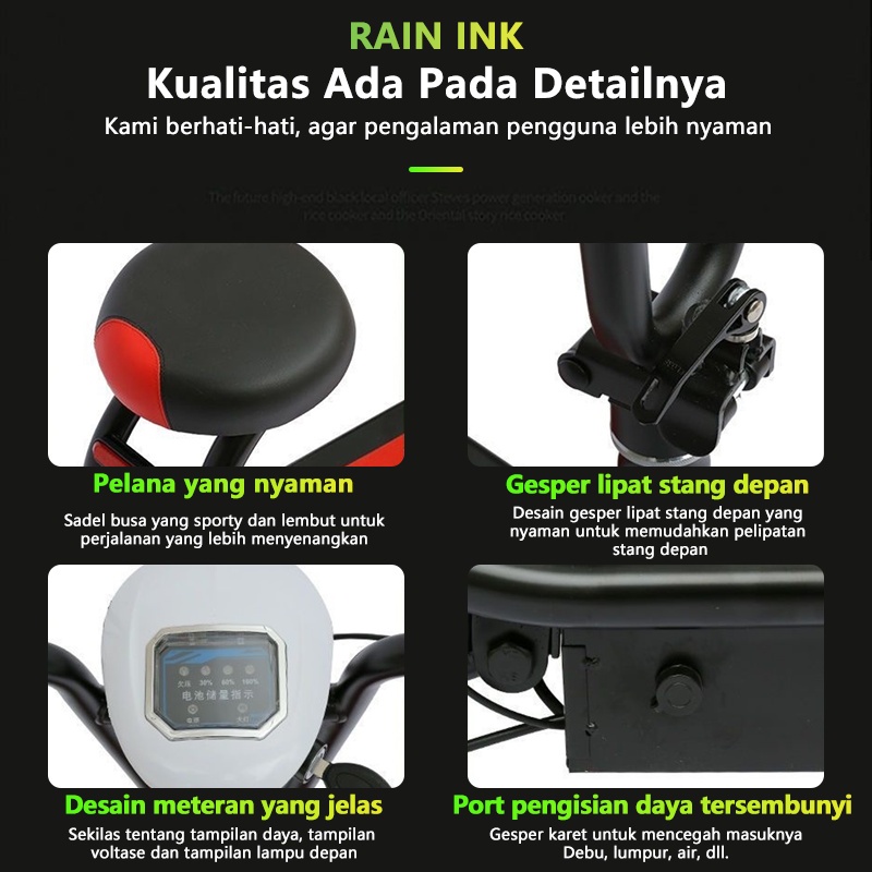 Sepeda Listrik Skuter listrik dewasa 25Km Scoter Elektrik Sepeda Listrik Dewasa dengan Lampu depan Garansi 1 Tahun