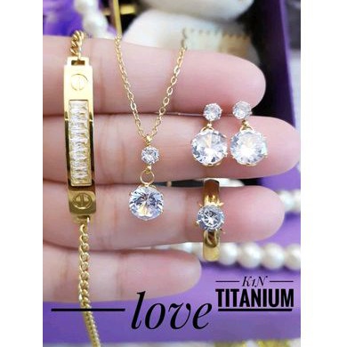 Titanium Set Perhiasan Wanita Gold Terbaru Import Lapis Emas Awet Anti Karat 1602a1