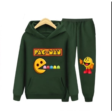 Hzl_outfit Setelan Sweater Hoodie Anak Cewe Dan Cowo Pac Man