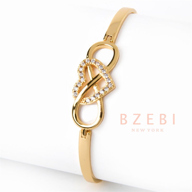 Bzebi Gelang Charm Titanium Steel Emas 18k Dengan Berlian, Anti Karat, Aksesoris Fashion Wanita, Perhiasan Gaya Korea, Hadiah Ulang Tahun Dengan Kotak Eksklusif 1149b