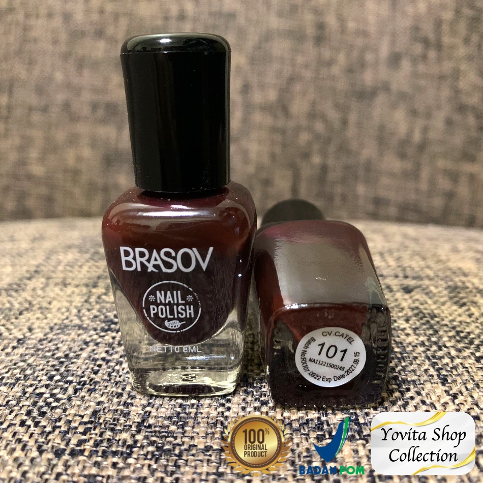 Kutek Brasov Merah Maroon Halal Murah 8ml No 101 | Cat Kuku Nail Polish 8ml BPOM