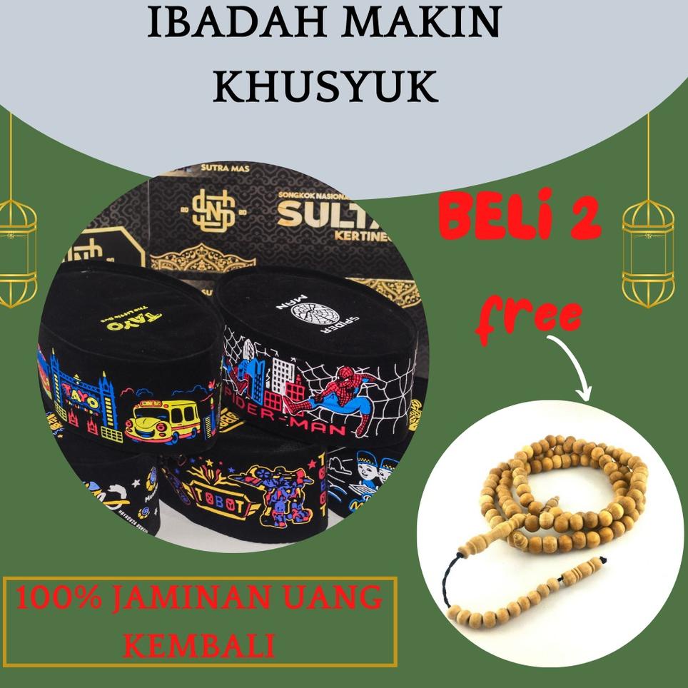 SERBA MURAH D88 Peci Anak Upin Ipin Spiderman Tayo Tobot Mobile Legend ミ