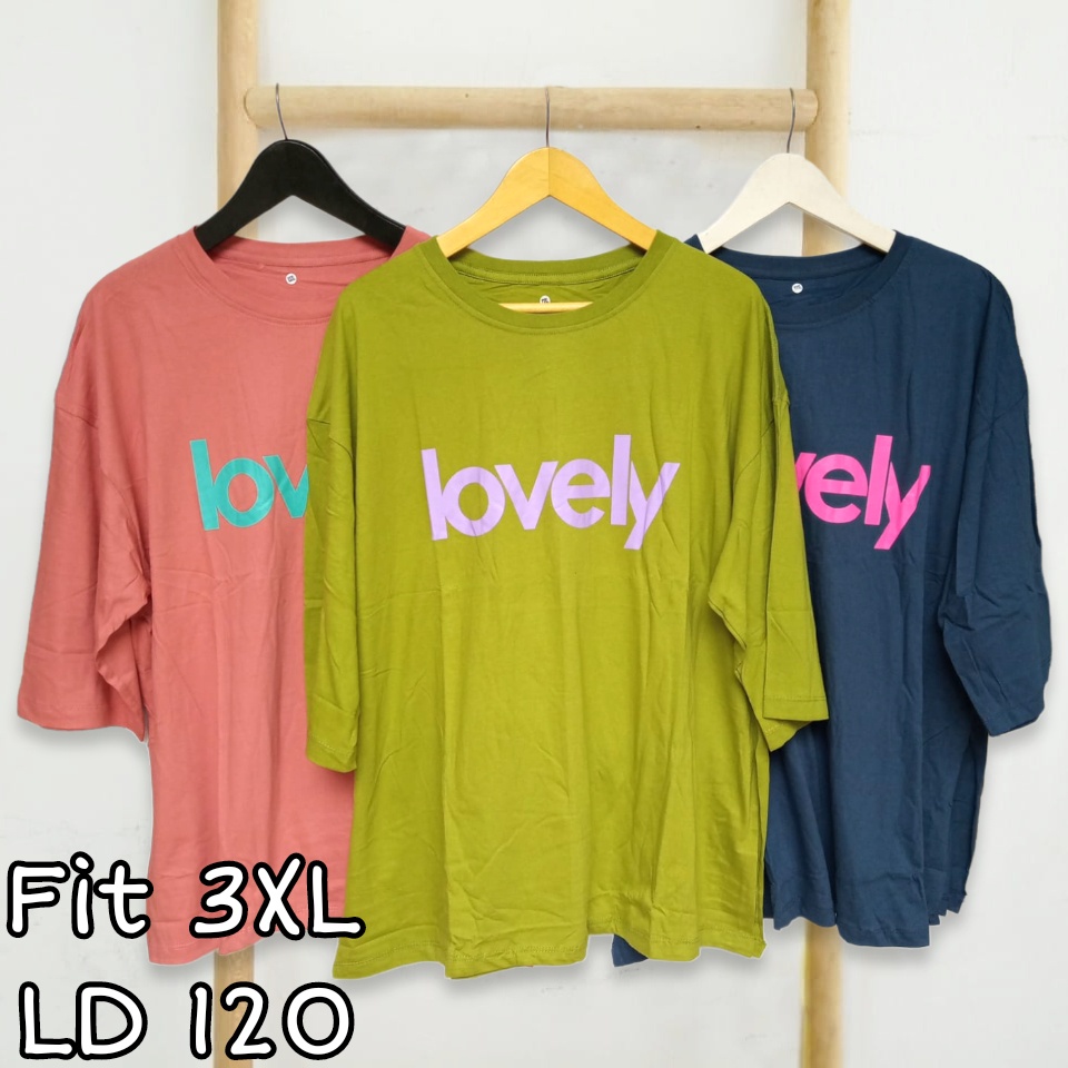 KAOS CEWEK LOVELY LENGAN 7/8 LD 120 BATA HIJAU OLIVE NAVY TSHIRT TUMBLR TEE KAOS OBLONG KAOS OVERSIZ