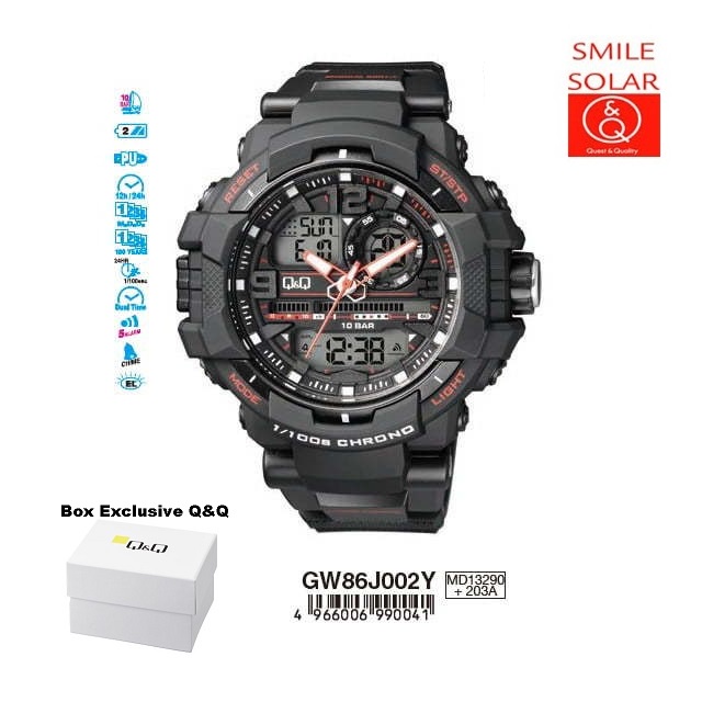 Jam Tangan Pria Casual Sporty Digital Double Time Original Q&amp;Q QnQ QQ GW86 GW86J Series