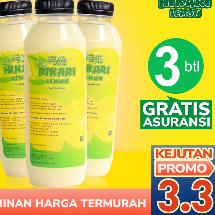 

➧ HIKARI Paket Hemat Hikari Lemon 500ml Bundling 3 Botol Free Packaging Pilihan Keluarga ➾