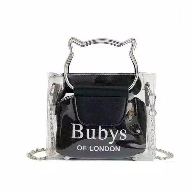 PROMO 7.7 - BUBYS OF LONDON FASHION TAS SELEMPANG HANDBAG PVC 2IN 1 TRANSPARAN UNTUK WANITA