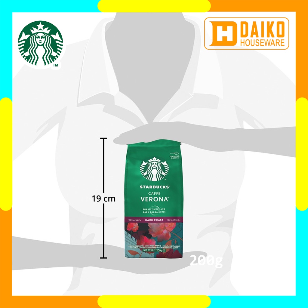 Kopi Bubuk Starbucks Caffe Verona Dark Roast Coffee Sachet Bag 200 gr